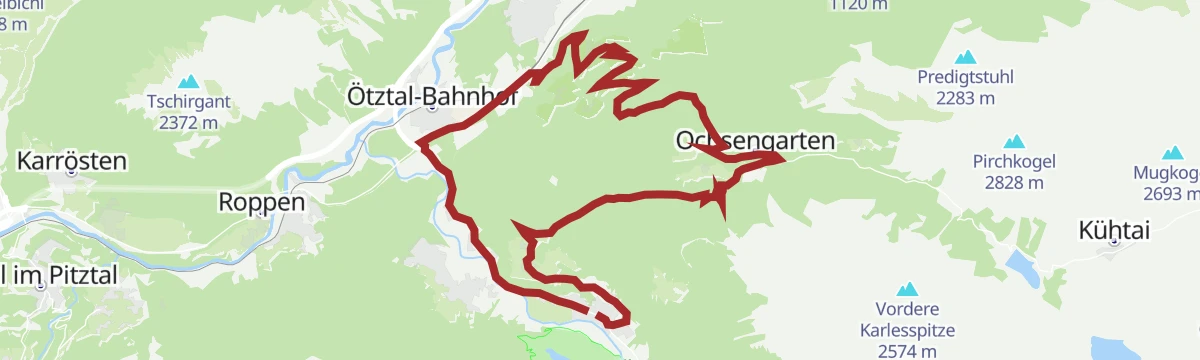 Route map: Rennradrunde Oetz - Sattele - Oetz